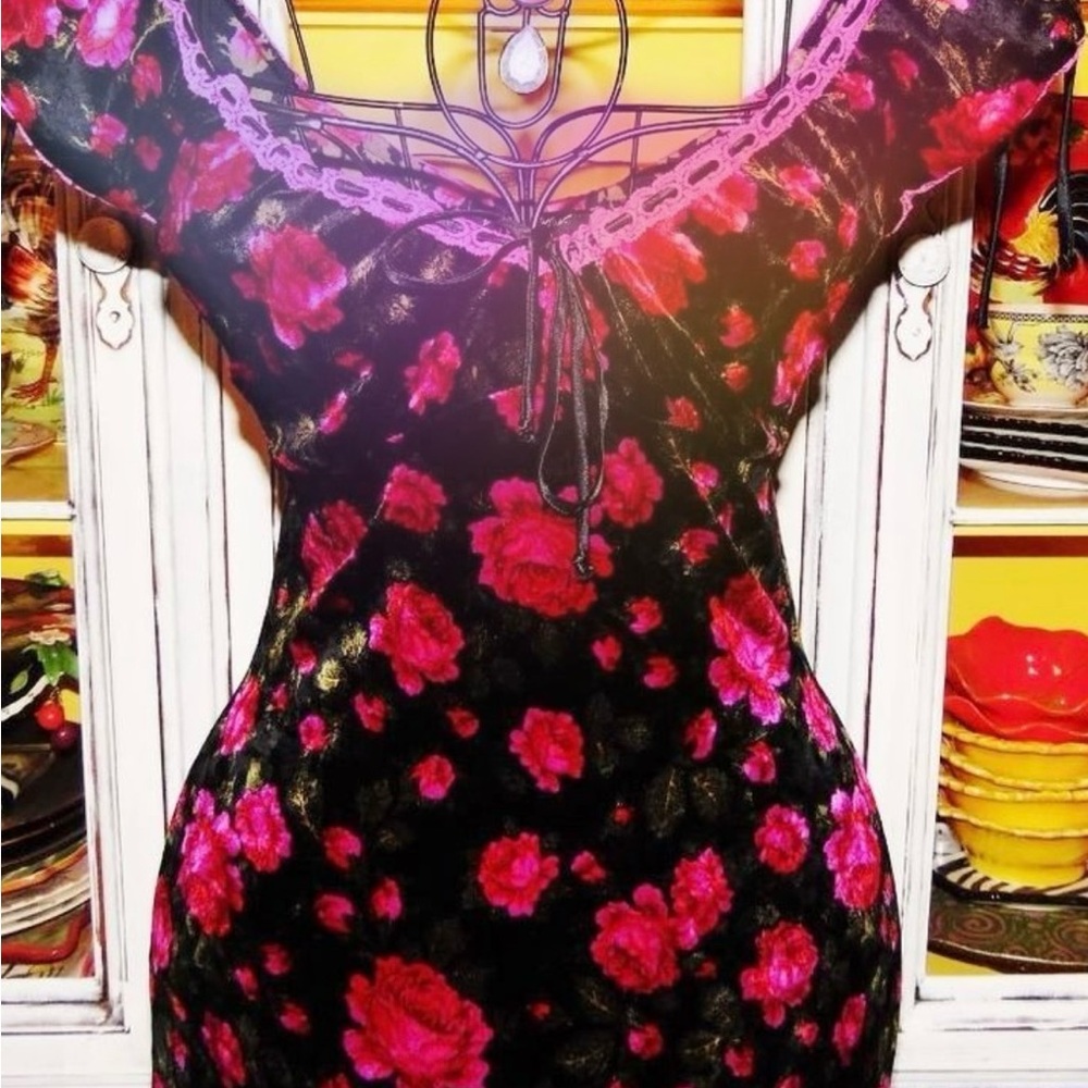 Betsey Johnson Black and Pink Floral Dress
